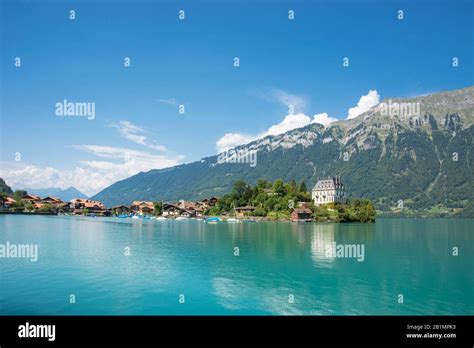 Iseltwald At Lake Brienz In The Bernese Alps Switzerland Stock Photo