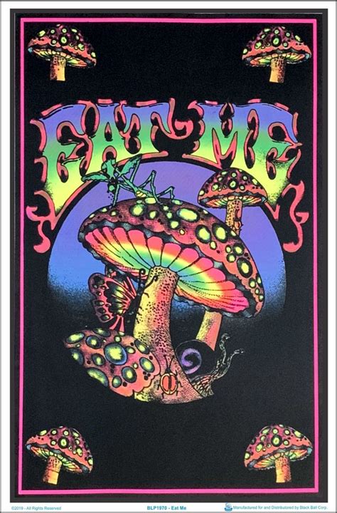 Eat Me Mushrooms Black Light Poster 23 X 35 Psychedelic Art Hippie