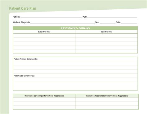 Nursing Care Plan Templates Blank