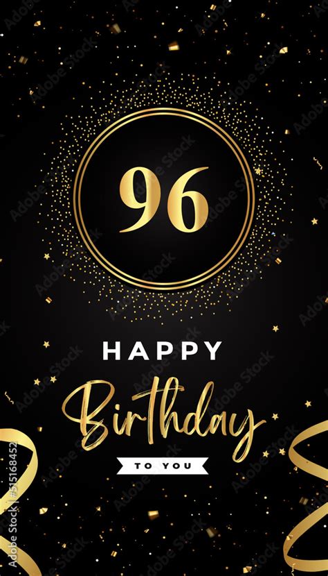 96th Birthday Celebration With Gold Circle Frames Ribbons Stars And