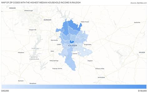 Highest Median Household Income In Raleigh By Zip Code Zip Atlas