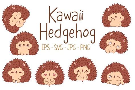 Kawaii Hedgehog Set Illustrations Graphic By Artvarstudio · Creative