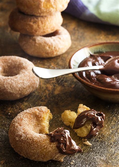 Baked Churro Donuts With Spicy Chocolate Sauce Just A Little Bit Of Bacon