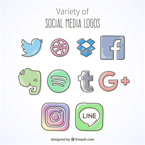 Set Of Nice Hand Drawn Social Media Icons Vector Free Download