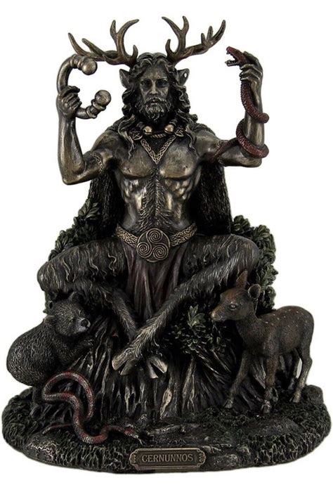 Cernunnos Celtic Horned God Of Animals Sitting Statue Sculpture Bronze