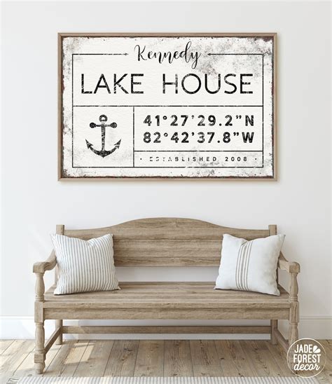 Custom Lake House Canvas Farmhouse Name Sign Lakehouse Etsy