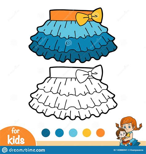 Coloring Book Ruffled Skirt Cartoon Vector 143886941