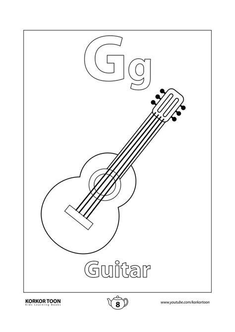 guitar coloring page abc coloring book coloring books abc coloring easy coloring pages