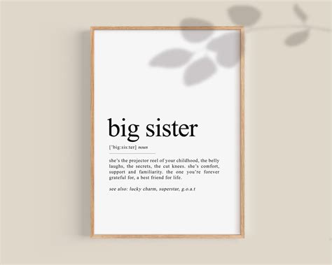 Big Sister Definition Print Big Sister Poster Big Sister Etsy