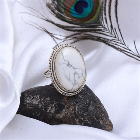 Howlite White Buffalo Turquoise Rings For Women Sterling Etsy