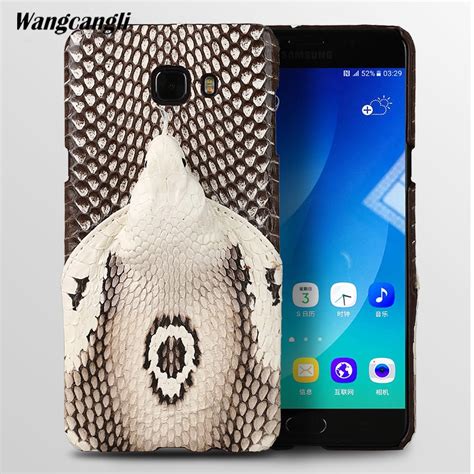 Brand Genuine Snake Skin Phone Case For Samsung C9 Pro Phone Back Cover