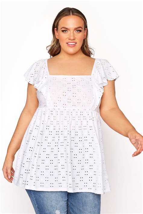 Limited Collection White Broderie Anglaise Peplum Frill Top Yours
