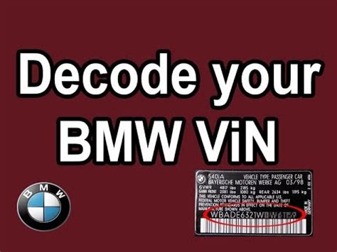 Bmw vin identification chart - vehicle identification numbers