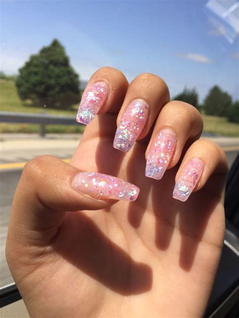 Sparkle Nails🤩 Glitter Flakes Acrylic Nails😍😍 Sparkle Acrylic Nails