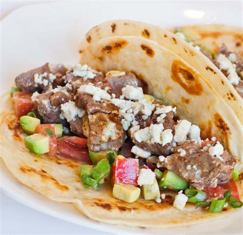 Usually cheese tacos just have cheese in them. Steak and Blue Cheese Tacos - Tatyanas Everyday Food