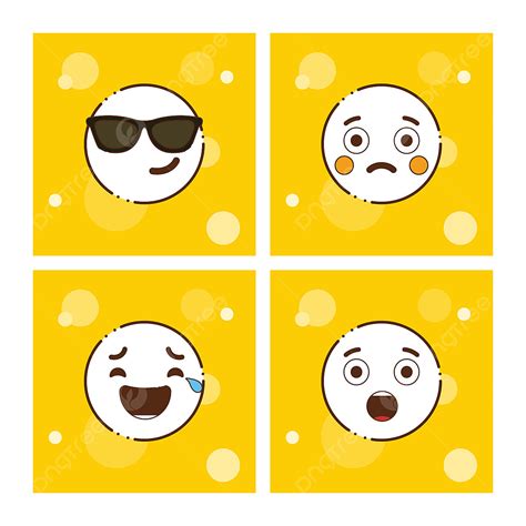 Set Of Yellow Emojis Design Vector Yellow Icons Emoji Set Png And
