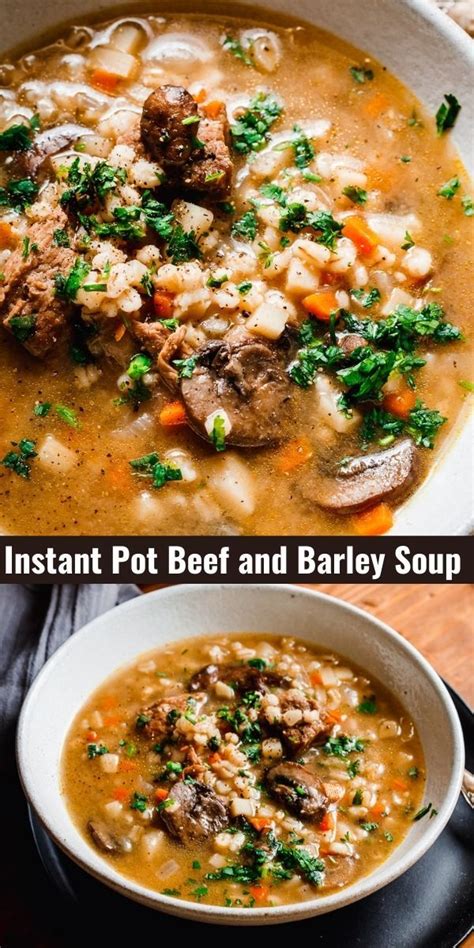 Though my recipe feed doesn't exactly scream healthy but does it stand on its own as a seriously delicious soup for a ridiculously low amount of calories for a eeeekkk. Instant Pot Beef and Barley Soup | Barley soup, Barley recipe healthy, Beef broth soup recipes