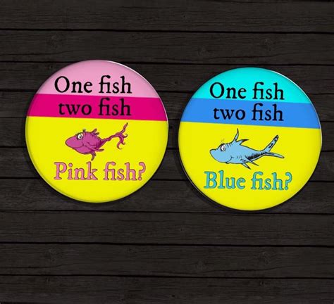 Gender Reveal Pins Pink Fish Blue Fish Buttons Pins Gender Reveal Ideas