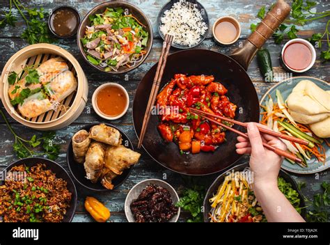 Assorted Chinese Dishes Stock Photo Alamy