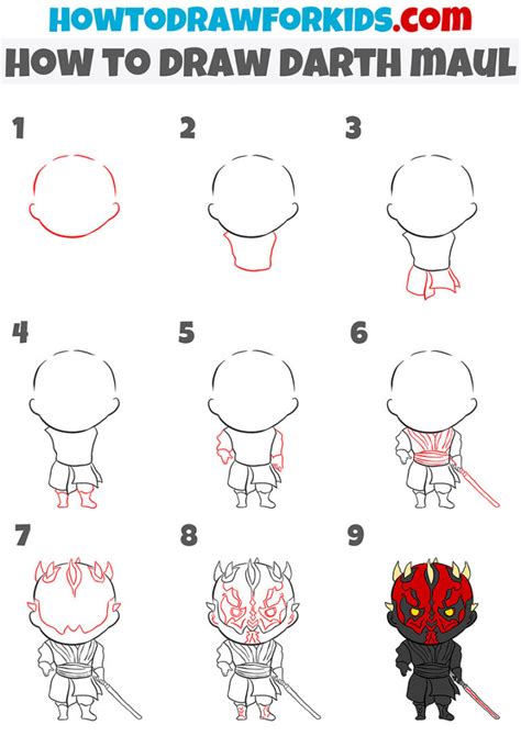 How To Draw Darth Maul Easy Drawing Tutorial For Kids