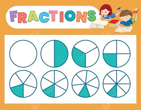 A Cute Fraction Worksheet Activity Clip Art Cartoon Vector Activity