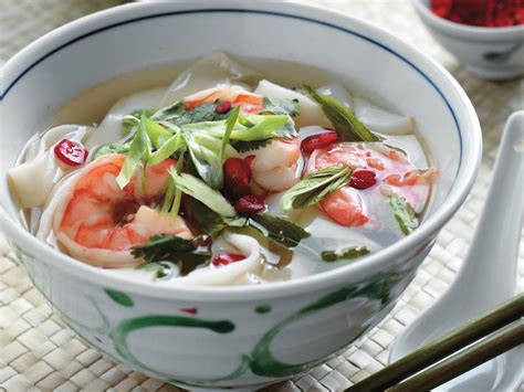 A Fragrant Vietnamese Prawn Soup With Rice Noodles Coriander And Mint The Broth Is Perfumed By