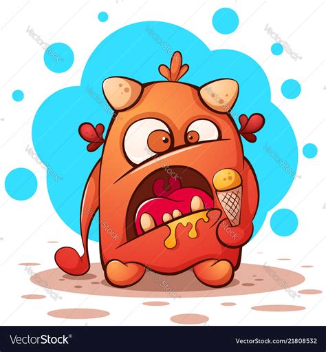 Cute Funny Crazy Cartoon Character Monster Vector Image