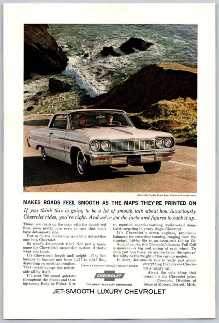 Vintage Print Ad Chevrolet Impala Super Sport Coupe Jet Smooth April
