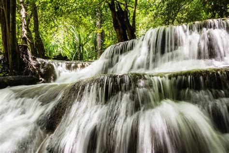 Huay Mae Kamin Waterfall The Beautiful Waterfall In Deep Forest At