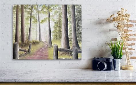 Original Oil Painting Misty Forest Trail Bob Ross Style Etsy