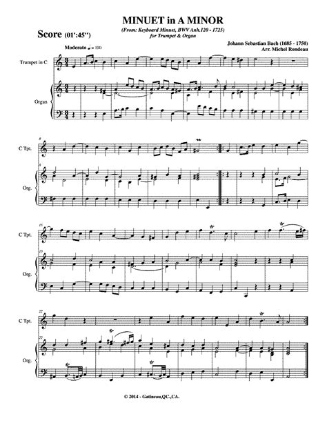 Minuet In A Minor Bwv Anh120 Bach Johann Sebastian Imslp