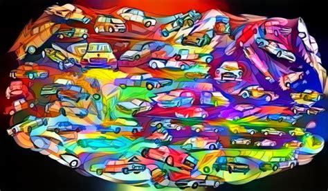 Trippy Car Collage I Drew By Hand And Colored With An Online Ai Thing