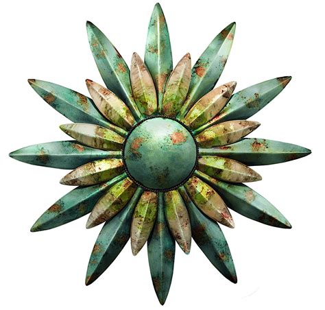 Outdoor metal flower wall decor. 29" Aqua Sunburst Flower Sun Metal Wall Art | Shop Home ...