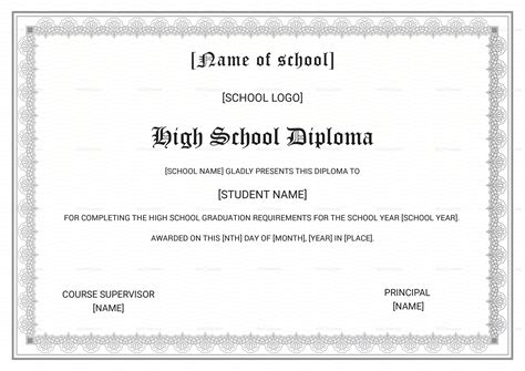 Diploma Completion Certificate For High School Design Template In Psd Word
