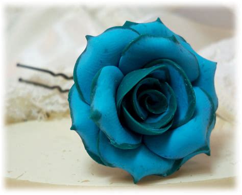 Teal Tipped Turquoise Rose Hair Pins Stranded Treasures