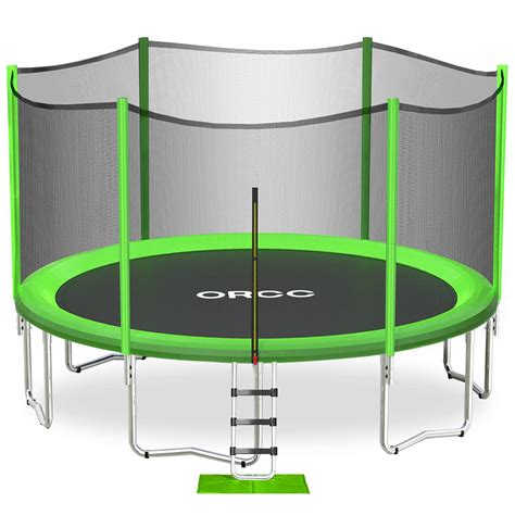 Orcc Green Out Net Trampoline With Enclosure Net Ladder And Rain Cover
