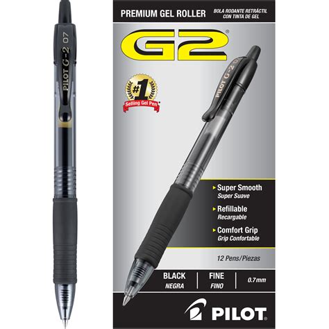 Pilot 31020 G2 Premium Retractable Gel Ink Pen Refillable Black Ink