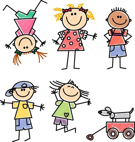 Childcare Stick Figure Kids Clip Art Png Download Full Size