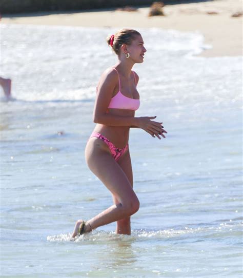 Hailey Baldwin In Pink Bikini On The Beach In Laguna Beach Gotceleb