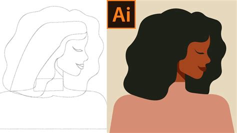 Minimal Vector Portrait Illustration With Adobe Illustrator Youtube