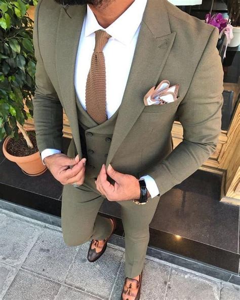 Men Suits Khaki Piece Wedding Suits Formal Fashion Groom Etsy In Fashion Suits For