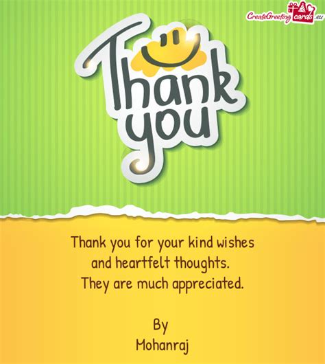 Thank You For Your Kind Wishes And Heartfelt Thoughts Free Cards