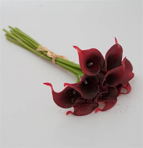 Pcs Real Touch Wine Red Calla Lilies For Wedding Bridal Etsy