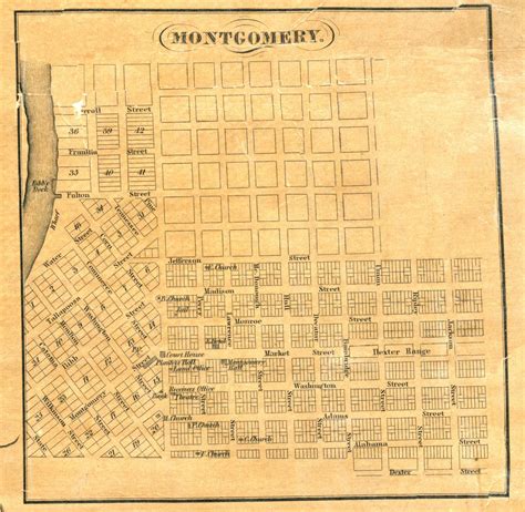 Map of early Montgomery, Alabama with names of the earliest settlers