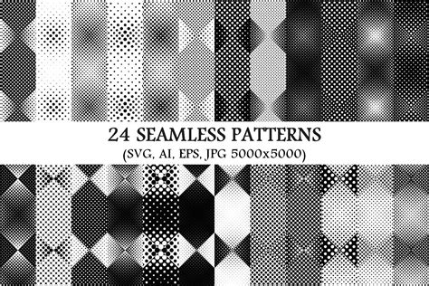 24 Seamless Halftone Dot Patterns Graphic By Davidzydd · Creative Fabrica
