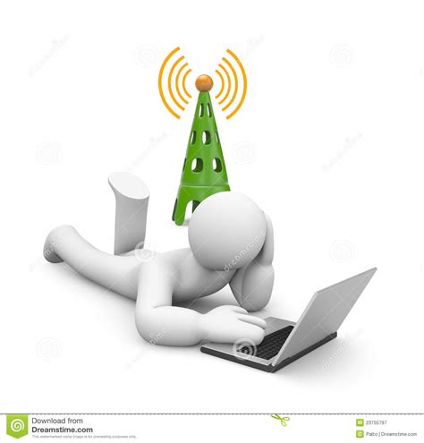 3d Character Working On Laptop Lying On The Floor Stock Illustration