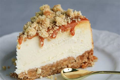 Delicate Cheesecake Cake Covered With Caramel Several Slices Of