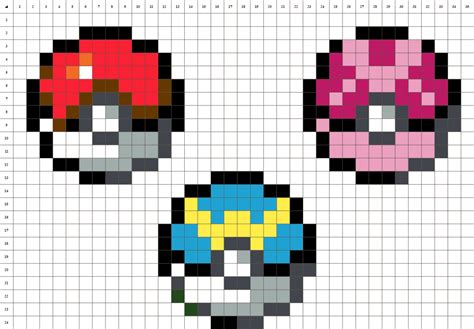 Pokeballs Pixel Art Grid Paint Pixel Art Pokemon Pixel Art Pixel Art