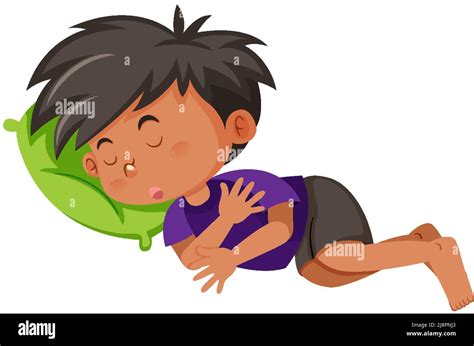Little Boy Sleeping On A Pillow Illustration Stock Vector Image And Art