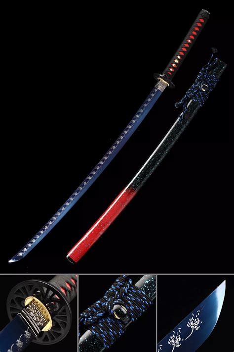 Blue Blade Katana Handmade Japanese Samurai Sword Full Tang With Blue